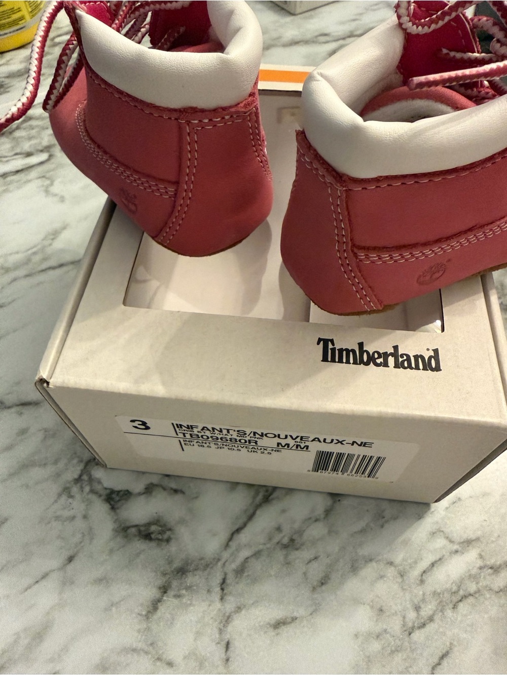 Timberland Pink Lace-Up Baby Crib Shoes - Picture 3 of 8